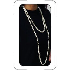Long Pearl Necklaces for Women 60'' 70" Pearl Necklace Chunky Bead Layered Pearl